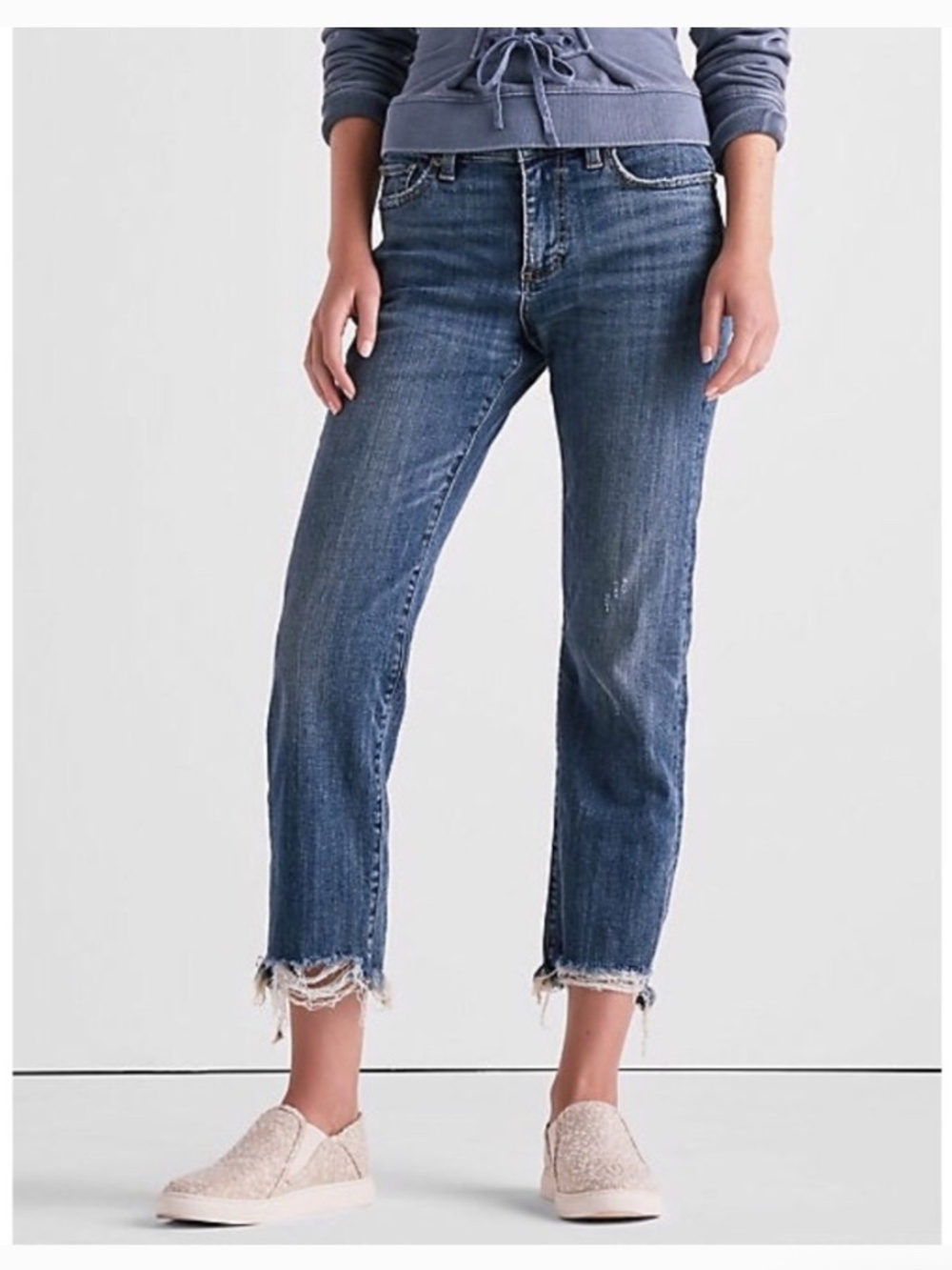 Lucky Brand The Girl Next Door Crop Frayed Hem Size 28